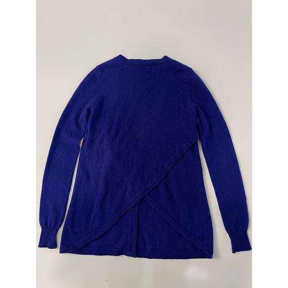 Women's Autumn Cashmere Cardigan Sweater Split Back Blue Size S Lightweight - Picture 4 of 5